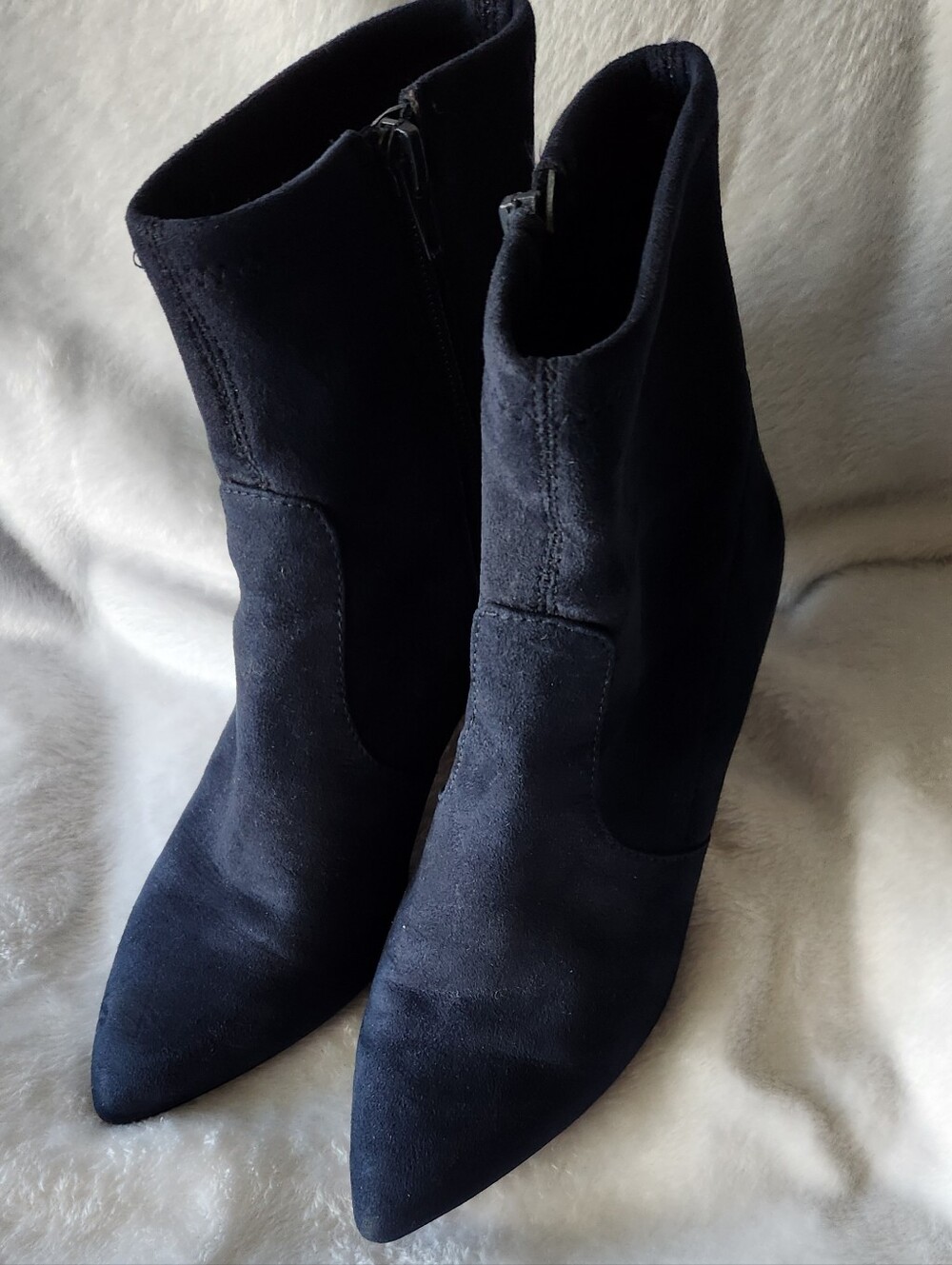 Ann Taylor Women's Navy Suede Pointed-Toe Ankle Boots